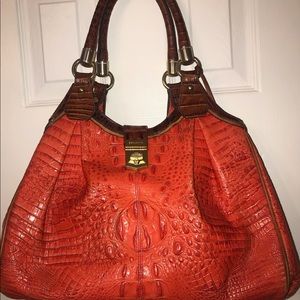 Brahmin Elyssa orange with pecan accents handbag.